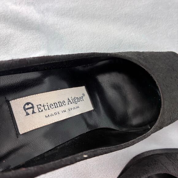 Etienne Aigner All Lace Block Heel Pumps Made in Spain Women's 6 Square Peep Toe - Picture 8 of 13